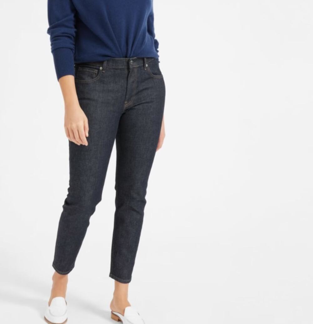 EVERLANE The Mid-Rise Skinny Jean 5-Pocket Slim Fit Denim Dark Indigo Sz 24Tall
